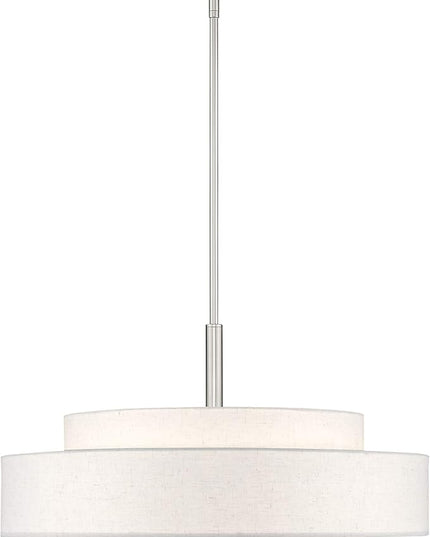 Livex Lighting Fabric Shade 52138-91 Meridian 5 Light Brushed Nickel Pendant