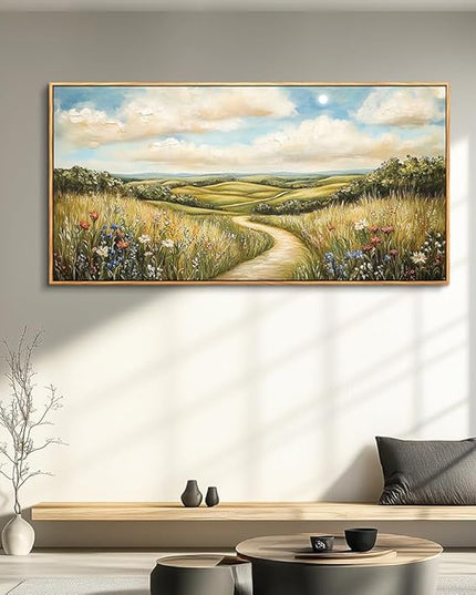PHAOHUAXM Large Canvas Wall Decor For Living Room Wall Art For Bedroom Print Ink-Wash Landscape Paintings Wood Framed Murals Farmhouse Dining Room Office Home Wall Decorations Aesthetics 30"X60"
