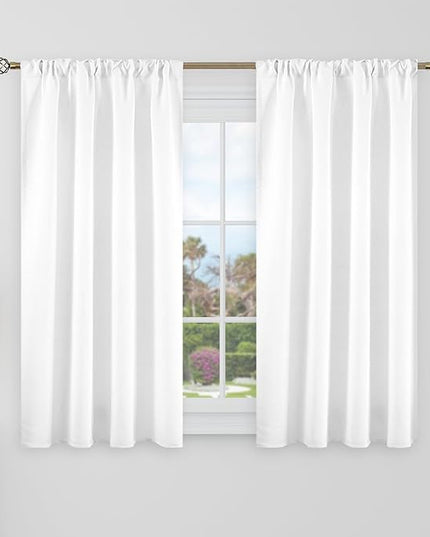 BGment Blackout Curtains 40 Inch Length for Small Window - 38 x 40 inch Curtains Rod Pocket and Back Tab Thermal Room Darkening Curtains for Kitchen/Cafe Room, 2 Window Panels, Pure White