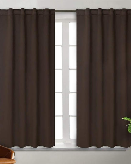 BGment Rod Pocket and Back Tab Blackout Curtains for Bedroom - Thermal Insulated Room Darkening Curtains for Living Room, 2 Window Curtain Panels (38 x 45 Inch, Brown)