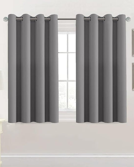 H.VERSAILTEX Premium Blackout Thermal Insulated Room Darkening Curtains for Bedroom/Living Room - Classic Grommet Top (2 Panels, Grey, 52 Inch by 45 Inch)