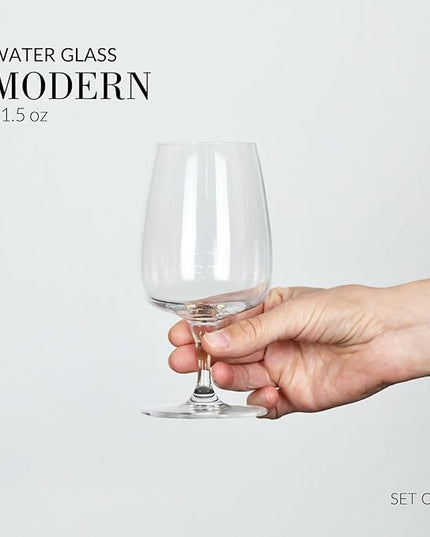 Krosno - Stemmed Tulip Water Glasses, Set of 4, 11.2 oz, Ideal Goblets for Dessert, Cocktails, Juice, Drinking Glasses, Lead-Free and Safe, Dishwasher Safe, Made in Europe