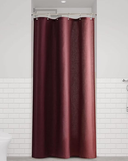 Naturoom Burgundy 36 Inch Shower Curtain - Stall Narrow Half Linen Ultra Thick Fabric Shower Curtain Set with Hooks, Boho Farmhouse Rustic RV Camper Bath Curtains for Bathroom, 36x72