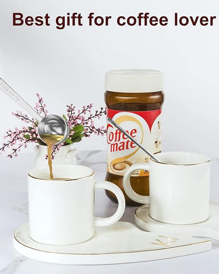 Premium Coffee Scoop Set, Set of 2, Metal Stainless Steel Long Handle Coffee Scoop, Measuring Coffee Spoons Contains 1 Tablespoon (15 ml) and 2 Tablespoons (30 ml) Spoon-Silver