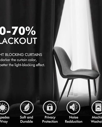 MIULEE 2 Panels Blackout Velvet Curtain Solid Soft Grommet Grey Room Darkening Curtains Thermal Insulated Soundproof Black Out Curtains/Panels for Living Room Bedroom 52 x 108 Inch