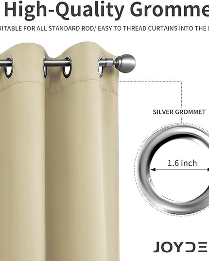 Joydeco Beige Custom Solid Single Blackout Curtain for Bedroom and Living Room, Grommet Thermal Insulated Room Darkening Curtain 1 Panel (Custom Size,Beige)