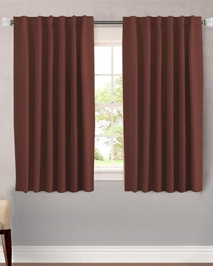 H.VERSAILTEX Blackout Curtains Thermal Insulated Window Treatment Panels Room Darkening Blackout Drapes for Living Room Back Tab/Rod Pocket Bedroom Draperies (2 Panels, Rust, 52 x 54 Inch)