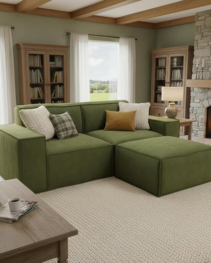 Cloud Couch Sectional, Comfort Chenille Boneless Couch for Living Room, Memory Foam Deep Seat Modular Sectional Sofa Compression Floor Sofa, No Assembly Required