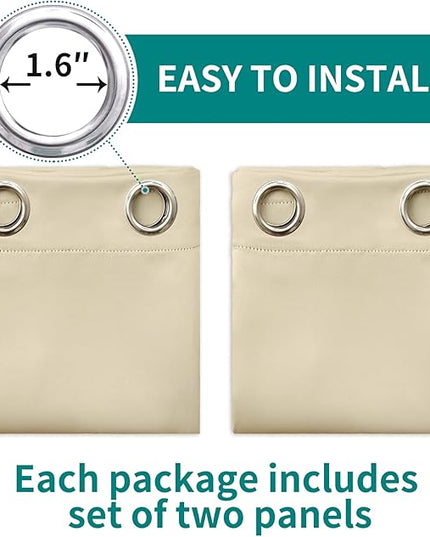 BGment Room Darkening Curtains for Bedroom - Grommet Thermal Insulated Window Treatments Light Blocking Curtains for Living Room, Set of 2 Panels, Each 55 x 69 Inch, Beige