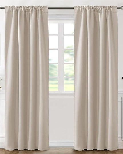 H.VERSAILTEX Blackout Curtains Thermal Insulated Window Treatment Panels Room Darkening Blackout Drapes for Living Room Back Tab/Rod Pocket Bedroom Draperies (2 Panels, Fog, 42 x 84 Inch)