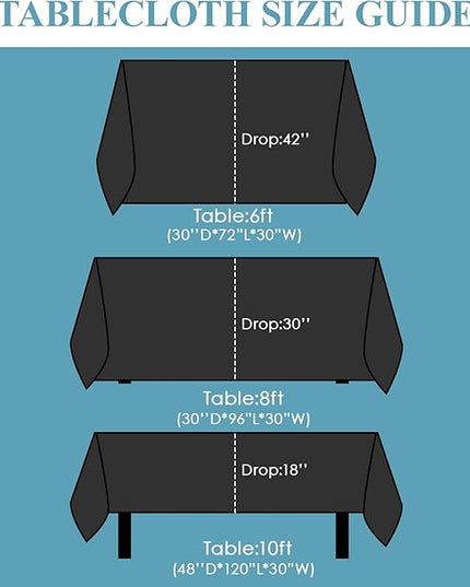 VidaFete Table Cloth 6 Pack 90 * 156inch Rectangle Tablecloth Polyester, Stain Wrinkle Resistant Polyester Dining Table Cover for Kitchen Dinning Party Wedding Rectangular Tabletop Decoration(Black)