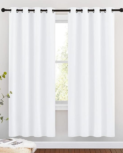 NICETOWN White Room Darkening Draperies and Curtains - Home Fashion Energy Saving Grommet Top Room Darkening Drape Panels for Bedroom (Set of 2, 46 by 72 Inch, White)