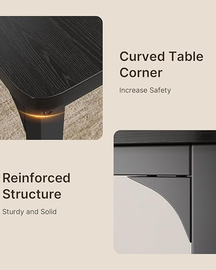 Gizoon Dining Table Set for 4, Kitchen Table Chairs Set of 4, 5 Piece Kitchen Table Set with 4 Upholstered PU Leather Chairs for Dining Room, Living Room, Apartment, Small Space, Black