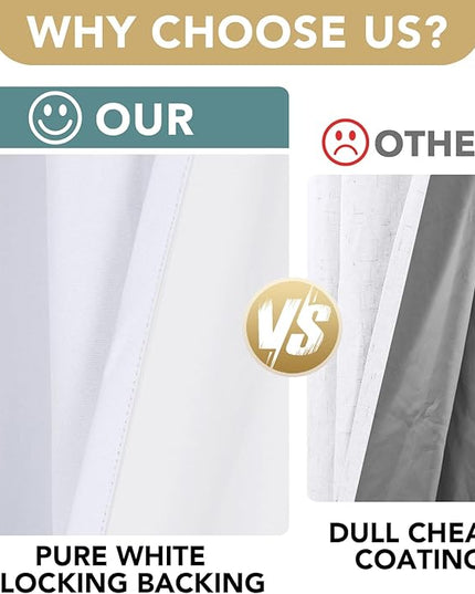 H.VERSAILTEX White Linen Blackout Curtains Durable Thick Textured Linen Look 100% Blackout Patio Door Curtain Anti Rust Grommet Extra Wide Sliding Door Curtain Panel, W100 x L84 inch- Bright White