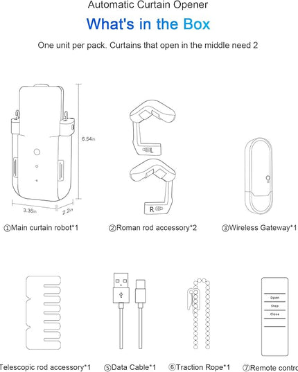 2025 Automatic Curtain Opener - Electric Curtains with Remote Smart Curtain Opener Electronic for Roman/U/T Rails, Bluetooth Curtain Opener with App/Timer, Compatible with Alexa and Google Home