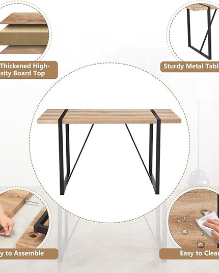 6 Chair Dining Table Set，Dinner Table Set for 6, 55'' Kitchen Table and Suede Nap Fabic Chairs Set of 6, 7 Piece Dining Table Set for Kitchen Dining Room