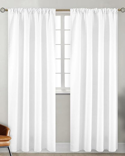 BGment Pure White Room Darkening Curtains 84 Inch - Rod Pocket and Back Tab Thermal Curtains for Bedroom Home Decor Curtains for Living Room, 2 Window Curtain Panels, 38 x 84 Inch