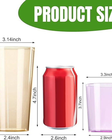 Liacere Colorful Drinking Glasses Set of 8-17oz Highball Plastic Glasses&14oz Cocktail Plastic Glasses Set, Kitchen Water Glasses Cup, Bar Tumbler Glassware Set for Beer,Juice,Cocktail,Whiskey,Milk