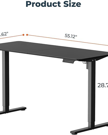 Adjustable Stand Up Desk with Memory Preset, Standing Desks 55 x 24 Inch Electric Home Office Desk Computer Workstation Splice Black Top + Black Frame