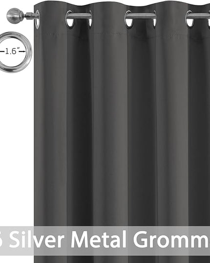 Yakamok Blackout Patio Curtains 100x84 Inches for Sliding Door Extral Wide Blackout Curtain Panels Thermal Insulated Room Divider - Grommet Top, 7' Tall by 8.3' Wide - Charcoal Grey