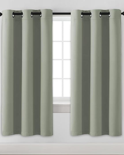 H.VERSAILTEX Blackout Curtains for Bedroom Thermal Insulated Room Darkening Living Room Curtains 72 Inch Long Grommet Privacy Protection Window Curtain Panels/Drapes for Nursery,2 Panels,Light Sage