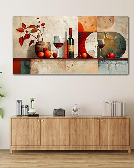 ERQINHUA Wall Art For Kitchen Wall Decor For Living Room Dining Room Decorations Wine Glass Mural Still Life Abstract Pictures Artwork bar Posters Home Decor Wall Painting Ready To Hang 20"x40"
