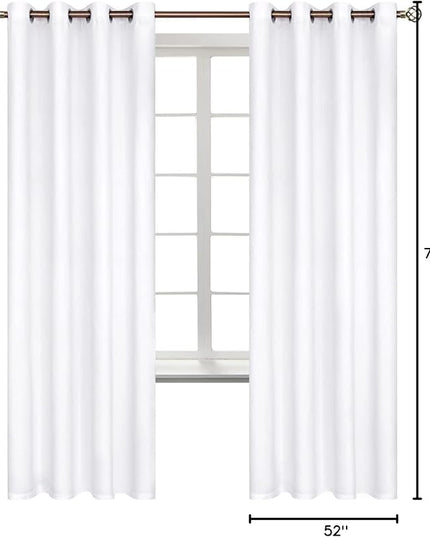 BGment Room Darkening Curtains 72 Inches Long - Grommet Thermal Insulated Drapes Window Treatment Curtains for Bedroom, 2 Panels, 52 x 72 Inch, Pure White