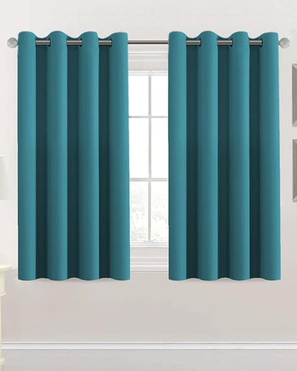 H.VERSAILTEX Premium Blackout Thermal Insulated Room Darkening Curtains for Bedroom/Living Room - Classic Grommet Top (2 Panels, Turquoise Blue, 52 Inch by 54 Inch)