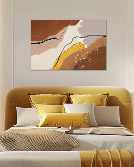 Abstract Wall Art for Living Room Boho Wall Decor Mid Century Modern Prints Pictures Abstract Geometric Painting for Bedroom Orange Minimalist Artwork for Bathroom Home Office Decorations
