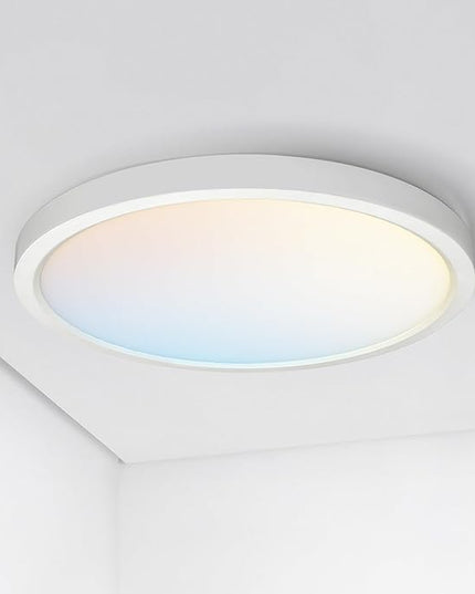 ASD LED 15" Round Flush Mount Ceiling Light Fixture, Low Profile Surface Lighting | 5CCT, Dimmable, Ultra-Thin, ETL Listed | 28W 2300LM 2700-6000K 100-277V | Kitchen, Bedroom, Hallway Lamp | White