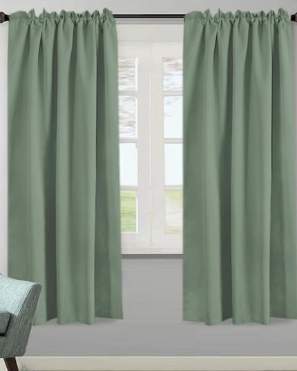 H.VERSAILTEX Blackout Curtains Thermal Insulated Window Treatment Panels Room Darkening Blackout Drapes for Living Room Back Tab/Rod Pocket Bedroom Draperies (2 Panels, Green Bay, 52 x 72 Inch)