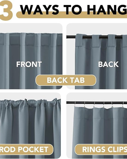 H.VERSAILTEX Blackout Curtains Thermal Insulated Window Treatment Panels Room Darkening Blackout Drapes for Living Room Back Tab/Rod Pocket Bedroom Draperies (2 Panels, Stone Blue, 42 x 54 Inch)