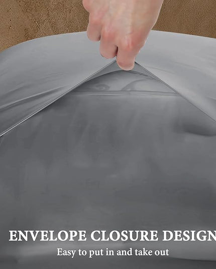 BHZ Grey Satin Goose Down Feather Pillows Standard Size with Pillowcase for Hair and Skin, Cooling Pillow Cases Similar to Silk Pillow Cases, Decorative for Women, Mom Men