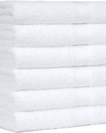 Amazon Basics 6 Piece hand towels for bathroom, Fade Resistant 100% Cotton Hand Towels, soft absorbent bathroom hand towels 6 - Pack (26''x16''), White
