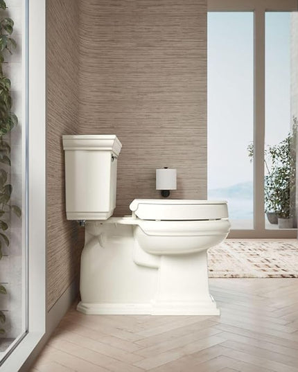 KOHLER 25875-96 Hyten 3" Height, Elevated Soft Close Elongated Toilet Seat, Contoured Seat with Grip-Tight Bumpers, Quick-Attach Hardware, No Slam Toilet Seat, Biscuit