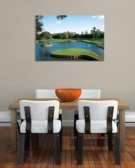 chenchenArt USA Golf Course Wall Art TPC Sawgrass Golf Course Pictures Canvas Prints Golf Wall Decor for Living Room Bedroom Bathroom Home Decorations Framed Ready to Hang(28''H x 44''W)