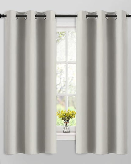 Yakamok Blackout Curtains Room Darkening Thermal Insulated Grommet top Window Curtains for Living Room, 42 x 63 Inch, Light Beige, Set of 2