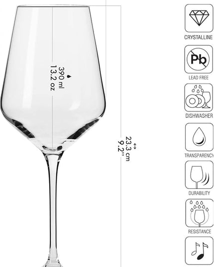 Krosno Large White Wine Glass | Set of 4 | 13.2 oz | Avant-garde Collection | Perfect for Home, Restaurants and Parties | Dishwasher Safe | Lead-Free Crystal Glass