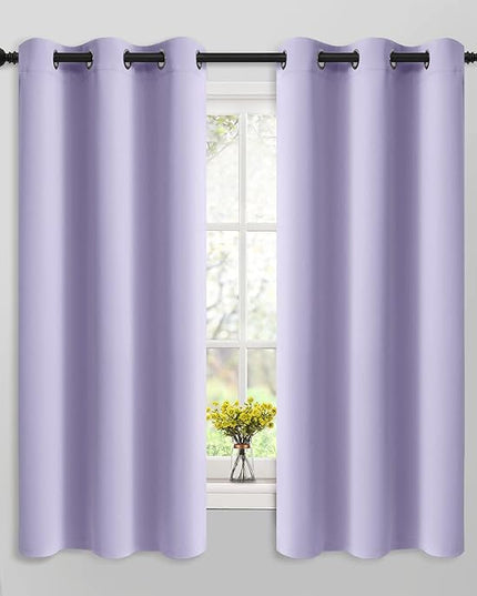 Yakamok 63 Inch Length Blackout Curtains for Bedroom, Thermal Insulated Room Darkening Grommet Top Window Drapes for Living Room,Lilac,42W x 63L,2 Panels