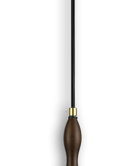 Modern Amber Glass Pendant Light, 6.7"x9.2" Round Hanging Fixture with Golden Wood Accent & Brass Cap, 15"-72" Adjustable Line, E26 Socket – Golden Amber Circle