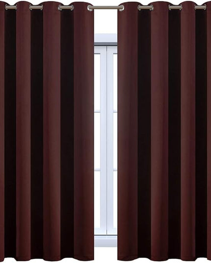 Yakamok Treatment Blackout Thermal Insulated Room Darkening Solid Grommet Curtains/Drapes for Bedroom,Bonus 2 Tie Backs Included (Burgundy Red,52x72-inch, 2 Panels)
