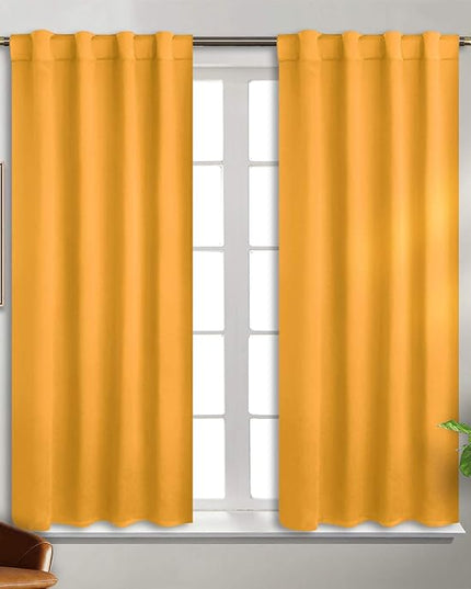 BGment Rod Pocket and Back Tab Blackout Curtains for Bedroom - Thermal Insulated Room Darkening Curtains for Living Room, 2 Window Curtain Panels (38 x 45 Inch, Mustard Yellow)