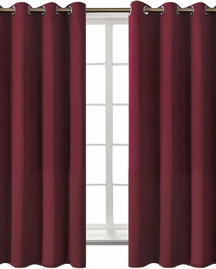 BGment Blackout Curtains - Grommet Thermal Insulated Room Darkening Bedroom and Living Room Curtains, Set of 2 Curtain Panels (52 x 63 Inch, Burgundy)