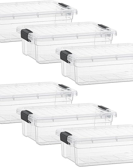 Superio Clear Storage Boxes with Lids, 2.3 Quart Plastic Container Bins for Organizing, Stackable Crates, BPA Free, Non Toxic, Odor Free, Organizers for Home, Office and Dorm, 6 Pack
