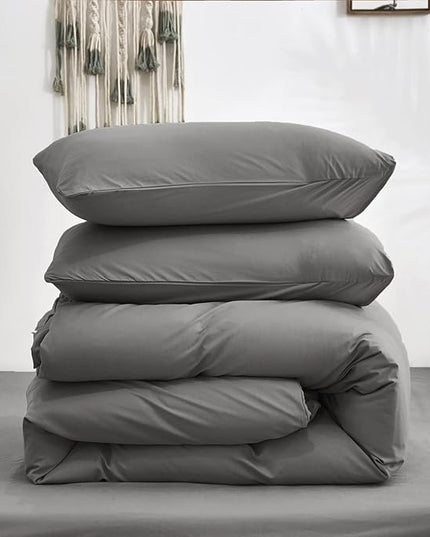 Luxlovery Grey Comforter Set California King Men Dark Grey Bedding Comforter Sets Gray Minimalist Quilts Blanket Adults Modern 3 Piece Bedding Comforter Set for Cal King Bed