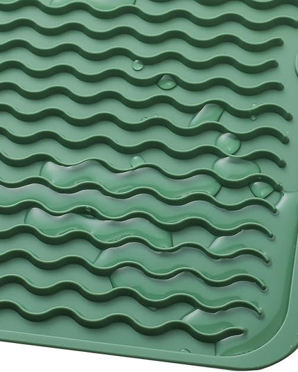 Silicone Dish Drying Mat for Multiple Usage,Easy clean,Eco-friendly,Heat-resistant Silicone Mat for Kitchen Counter or Sink,Refrigerator or Drawer liner Green M 12 inches x 12 inches