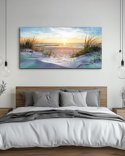 hyidecorart Canvas Wall Art For Living Room Large Size Decor Bedroom Blue Ocean Beach Landscape Paintings Poster Prints Artwork Office Decorations Seascape Pictures Modern Home Works