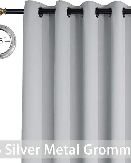 Yakamok Thermal Patio Door Curtains - Grey Blackout Room Darkening Door Blinds for Sliding Glass with Grommet Top, Split Room Divider Curtains (Light Grey, 100 inches W x 96 inches L)