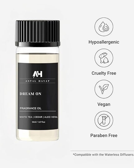 Dream On Essential Oil Scent 50mL - Inspired by Westin Hotel - Home Luxury Scent - Antal Hayat Diffuser Oil - White Tea, Cedarwood, Amber, Musk - Diffuser Oil Blends for Aromatherapy