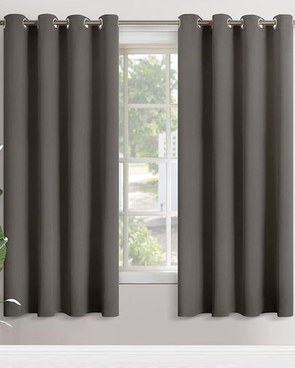 YoungsTex Blackout Curtains for Bedroom - Thermal Insulated with Grommet Top Room Darkening Noise Reducing Curtains for Living Room, 2 Panels, 52 x 72 Inch, Grey